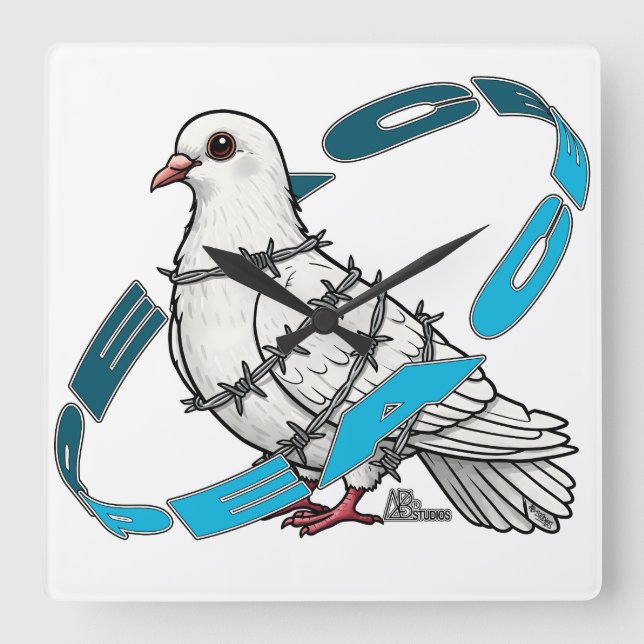 Dove of peace in Barbed Wire Embrace Square Wall Clock (Front)