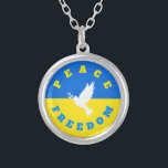 Dove of Peace Necklace Flag of Ukraine - Freedom<br><div class="desc">Ukraine Necklaces Peace - Ukrainian Flag - Freedom Support - Solidarity - Strong Together - Freedom Victory ! Let's make the world a better place - everybody together ! A better world begins - depends - needs YOU too ! You can transfer to 1000 Zazzle products. Resize and move or...</div>