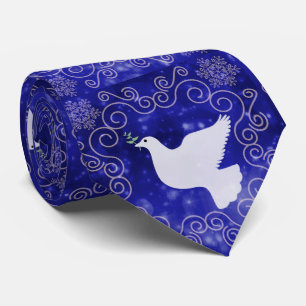 Dove of Peace on Bluish Purple Neck Tie