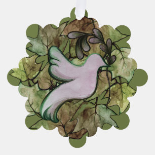 Dove of Peace on Earth and Hope for Worlds Peace   Tree Decoration Card