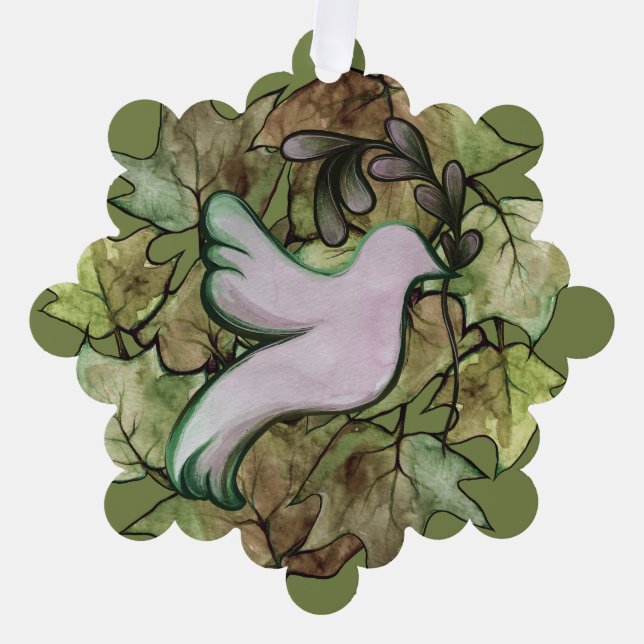 Dove of Peace on Earth and Hope for Worlds Peace   Tree Decoration Card (Front)