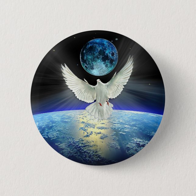 Dove of Peace over Earth from Space 6 Cm Round Badge (Front)