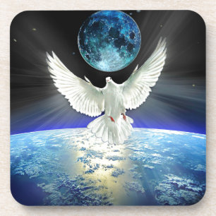 Dove of Peace over Planet Earth Sunrise Coaster