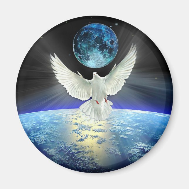 Dove of Peace over Planet Earth Sunrise Magnet (Front)