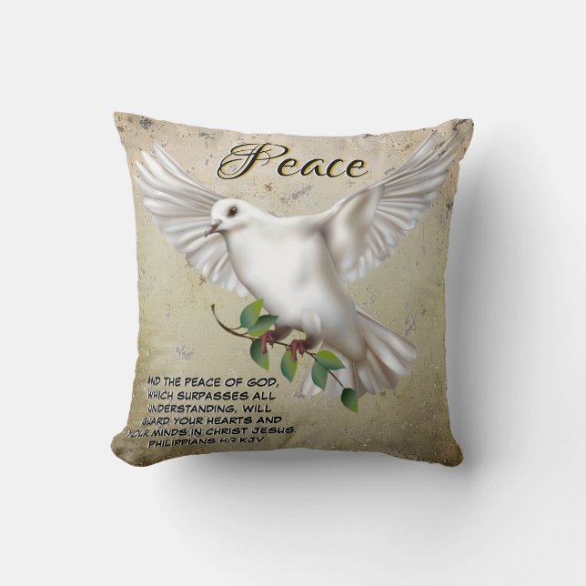 Dove of Peace Personalised Scripture Verse Cushion (Front)