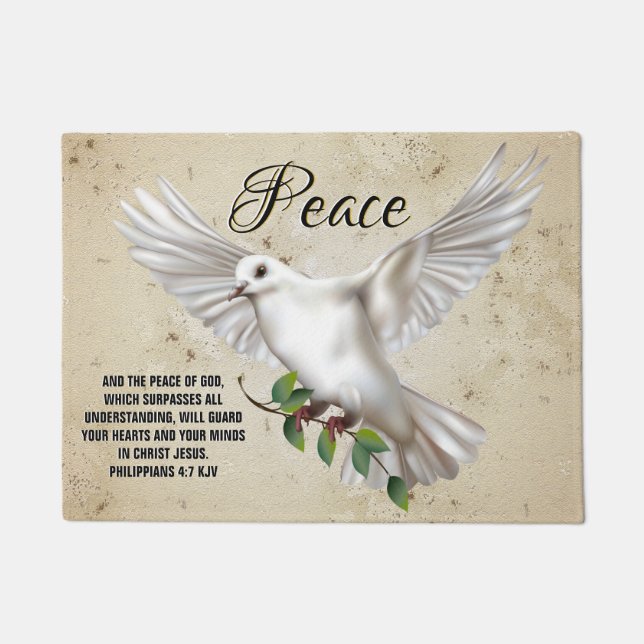 Dove of Peace Personalised Scripture Verse Doormat (Front)