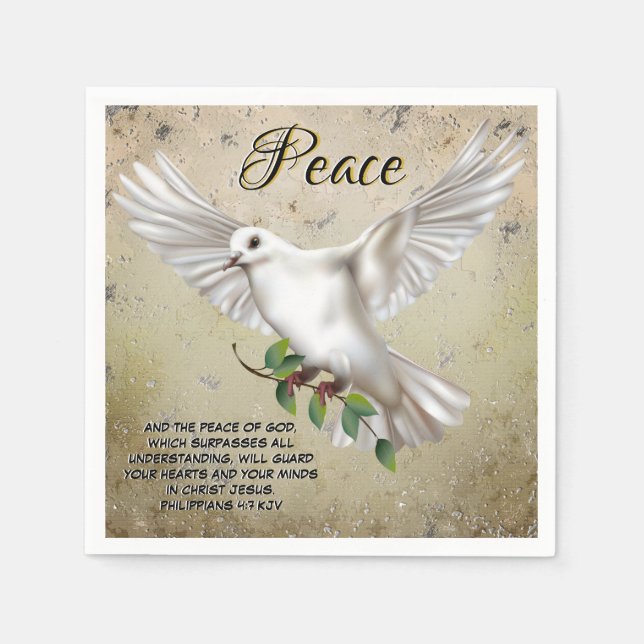 Dove of Peace Personalised Scripture Verse Napkin (Front)
