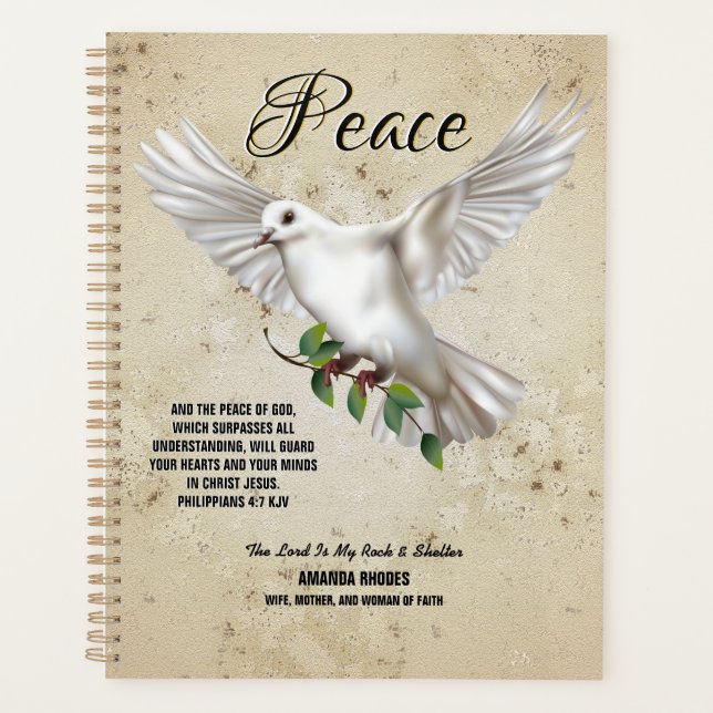Dove of Peace Personalised Scripture Verse Planner (Front)