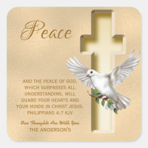 Dove of Peace Personalised Scripture Verse Square Sticker
