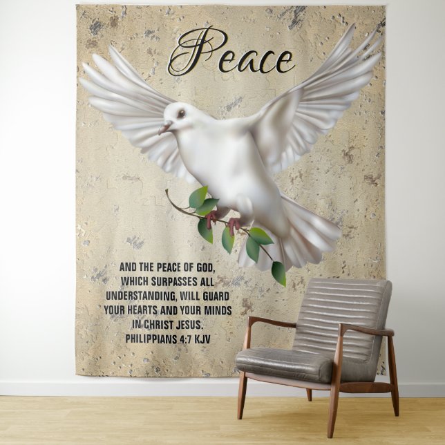 Dove of Peace Personalised Scripture Verse Tapestry (In Situ)