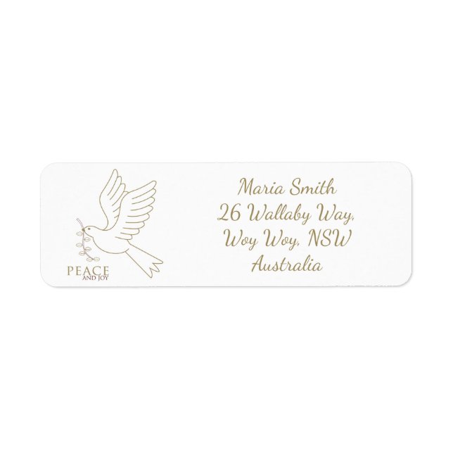 Dove of peace return address label (Front)