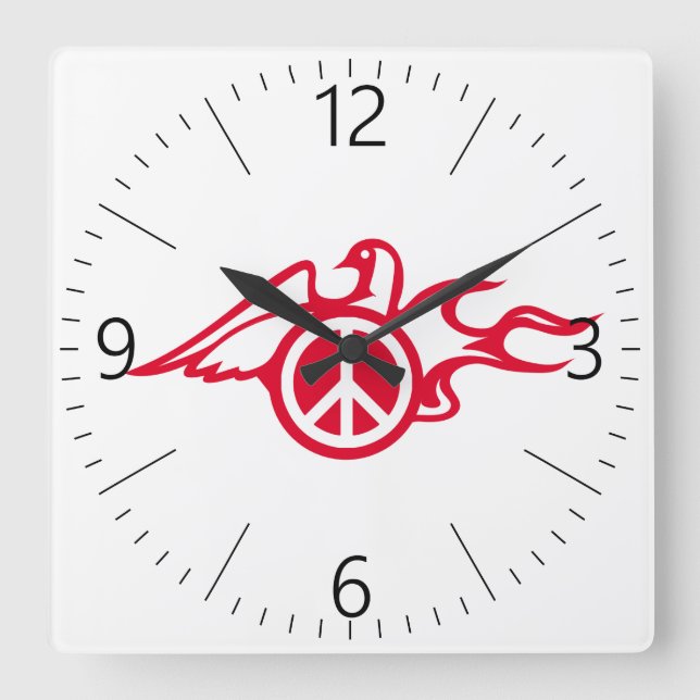 Dove of peace square wall clock (Front)
