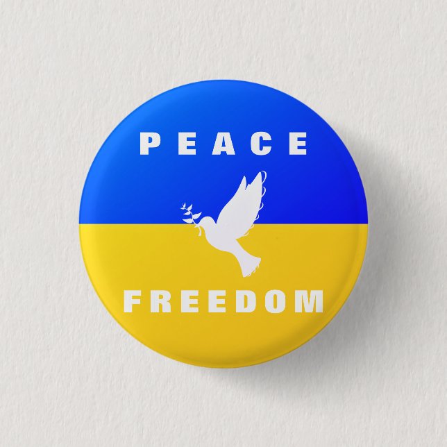 Dove of Peace Support Ukraine Buttons - Freedom (Front)
