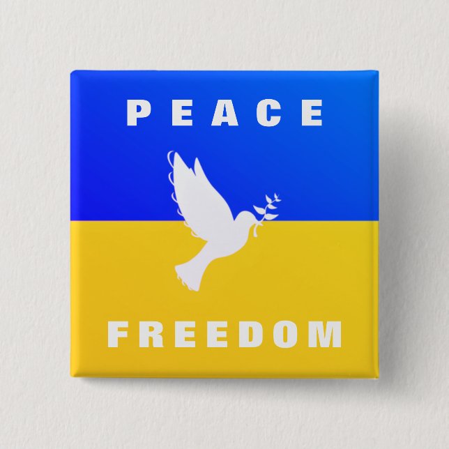 Dove of Peace Ukraine Flag Button - Freedom (Front)