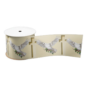 Dove Of Peace with Cross Satin Ribbon