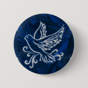 Dove on Blue Foil 6 Cm Round Badge