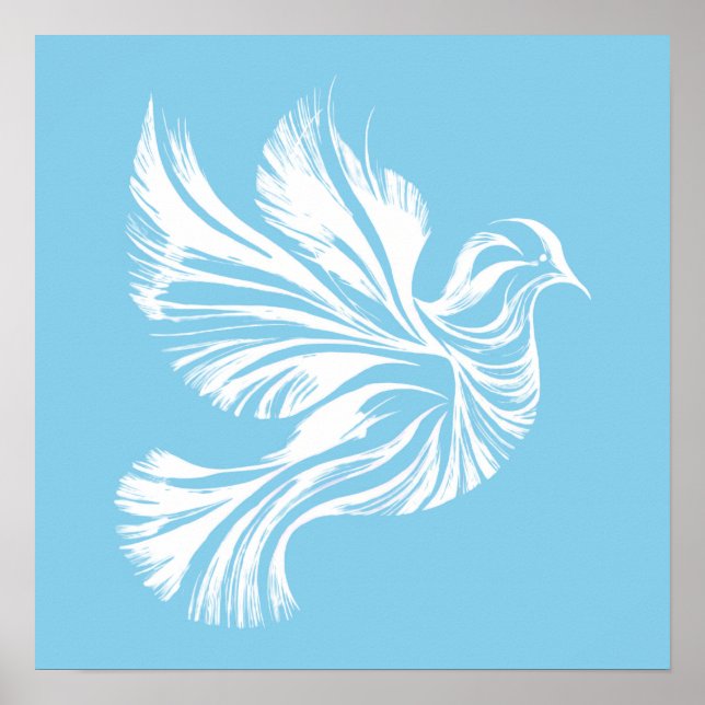 Dove Outline Blue Poster (Front)