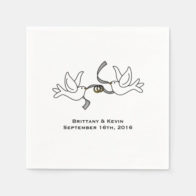 Dove Pair Personalised Disposable Paper  Napkins (Front)