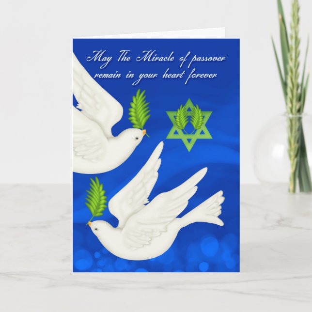 Dove Passover With Olive Leaf And Star Card (Front)