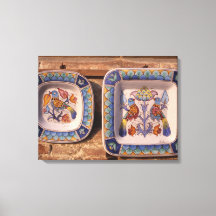 Dove pattern on traditional pottery poster plaque