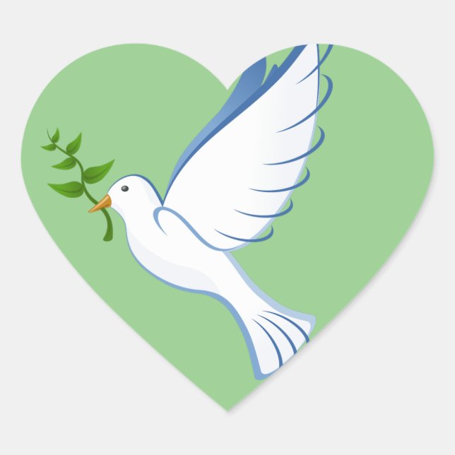 dove peace flying olive branch heart sticker (Front)
