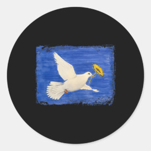 Dove Peace for Ukraine Sunflower Ukraine Stand Wit Classic Round Sticker