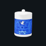 Dove - Shalom<br><div class="desc">Features "shalom" (Hebrew "peace") and a dove carrying a bit of olive branch in its beak on a nice blue and white fractal background which is reminiscent of birds wings. The background image as well as the dove and Hebrew text are independent elements allowing for them all to be sized,...</div>