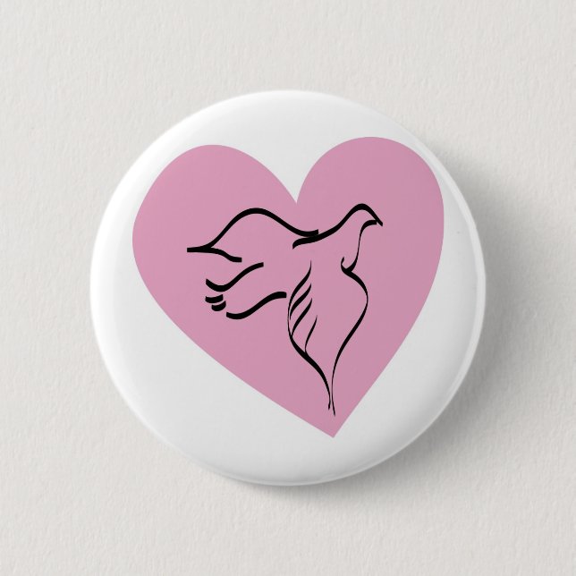 Dove Surrounded by Pink Heart 6 Cm Round Badge (Front)