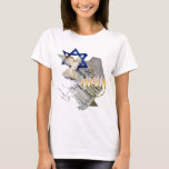 Dove, Tallit & Menorah B T-Shirt<br><div class="desc">Our unique & beautiful design using the Magen David,  a Dove,  Tallit & Menorah.  This time with no background.</div>