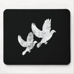 Dove Vintage Flying Two Pigeon Tee Bird Gift  Mouse Pad