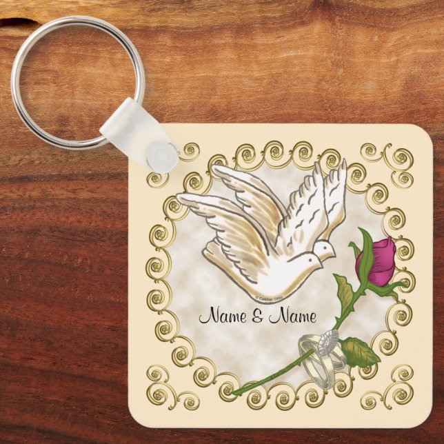 Dove Wedding Rings custom  keychain (Front)