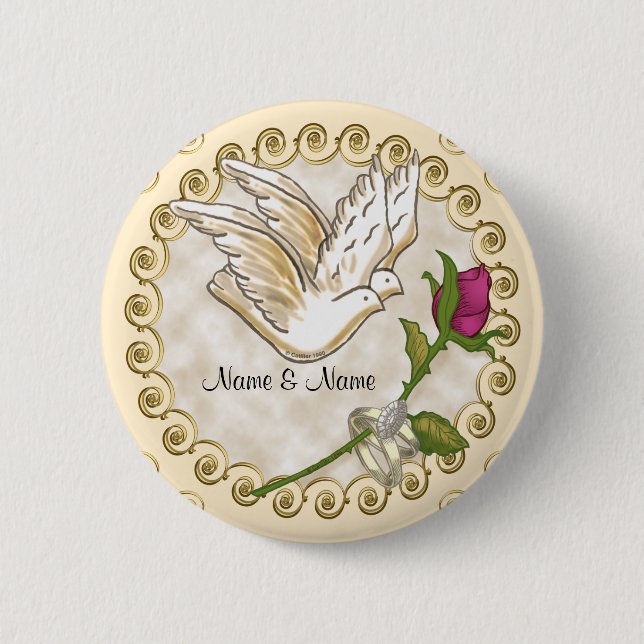 Dove Wedding Rings  pin button (Front)