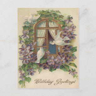 Dove Window Letter Forget-Me-Not Postcard