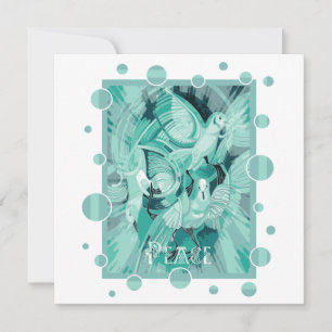 Dove With Celtic Peace Text In Aqua Tones Holiday Card
