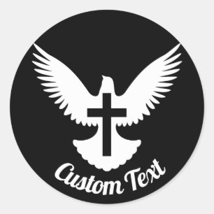 Dove with Cross Classic Round Sticker