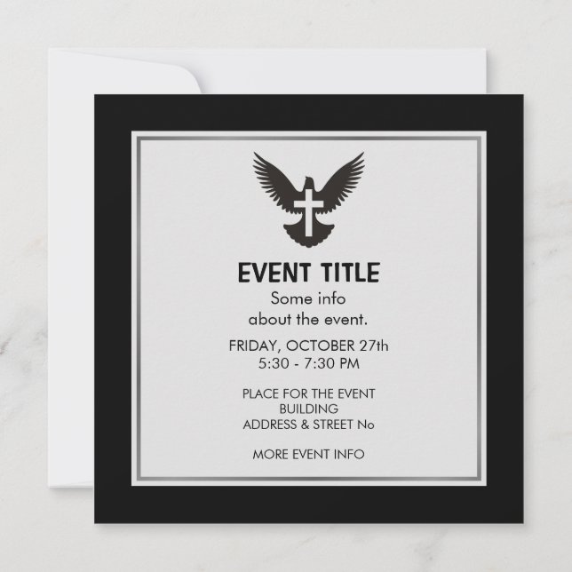 Dove with Cross Invitation (Back)