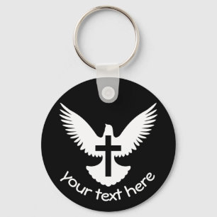 Dove with Cross Key Ring