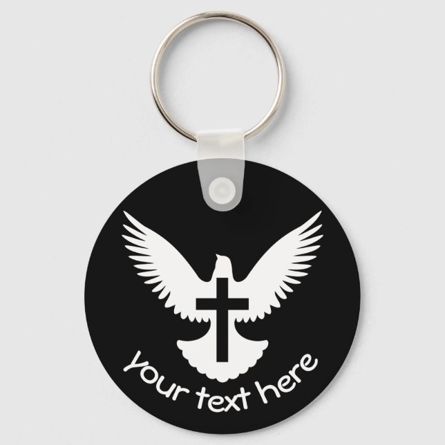 Dove with Cross Key Ring (Front)