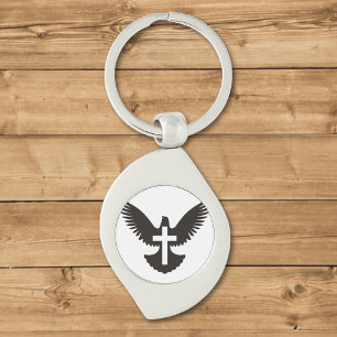 Dove with Cross Key Ring