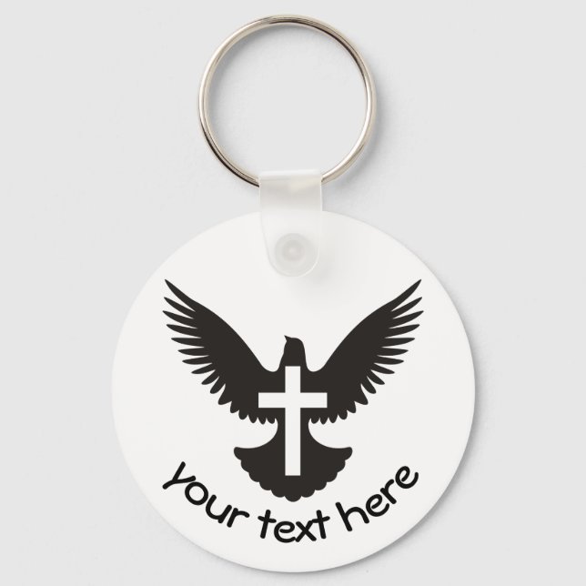Dove with Cross Key Ring (Front)