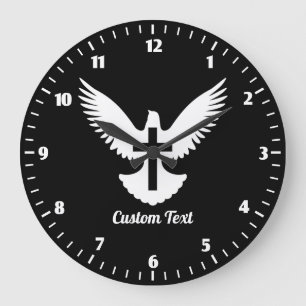 Dove with Cross Large Clock