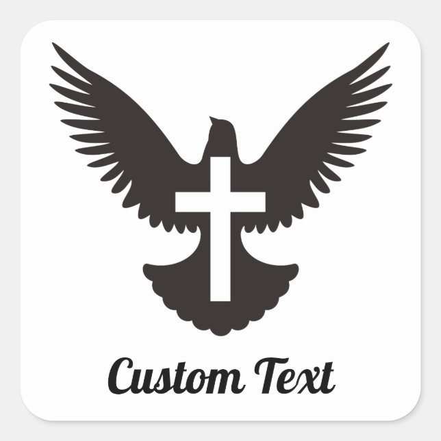 Dove with Cross Square Sticker (Front)