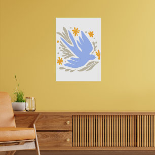 Dove with Flowers in folk style Modern Shapes Poster