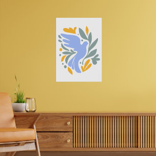 Dove with Flowers in folk style Modern Shapes Poster