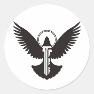 Dove with Key Classic Round Sticker