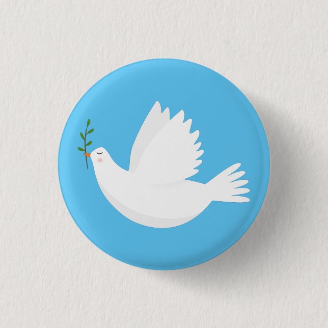 Dove with olive branch 3 cm round badge (Front)