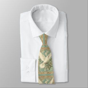 Dove With Olive Branch Christmas Design Tie