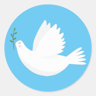 Dove with olive branch classic round sticker