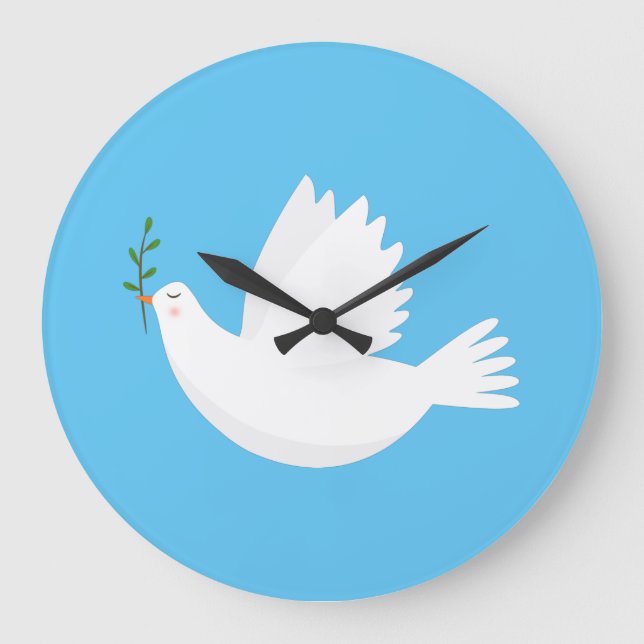 Dove with olive branch large clock (Front)