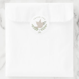 Dove with Twig Unisex Baptism Thank You Classic Round Sticker